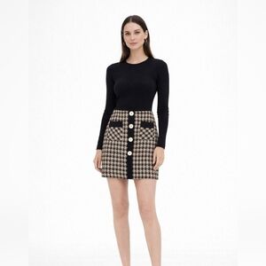 NWT Zara Size L Mini Tweed Buttons Skirt